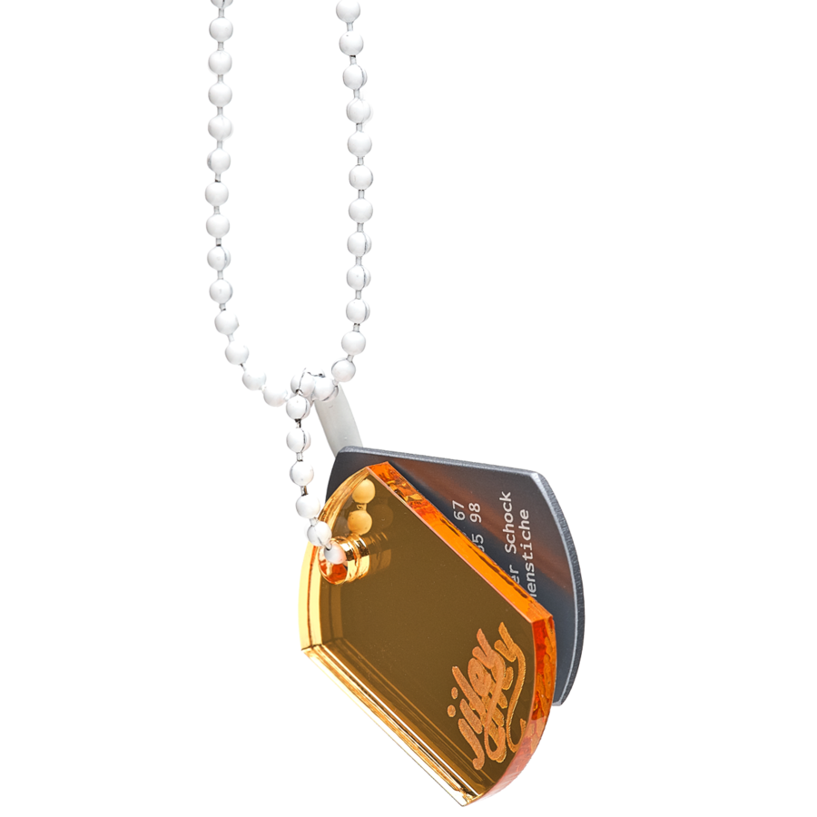 personalisierte Halskette für Kinder-Identifikation im Notfall-spiegelgold-grau-weiss