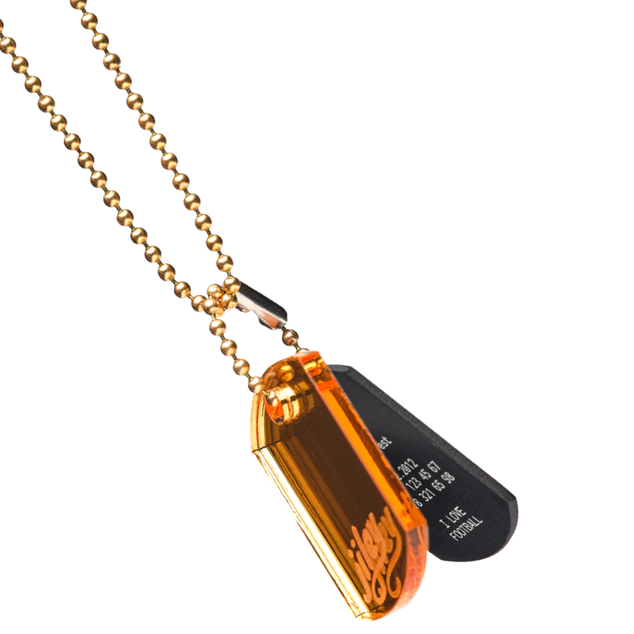 personalisierte Halskette für Kinder-Identifikation im Notfall-spiegelgold-schwarz-gold