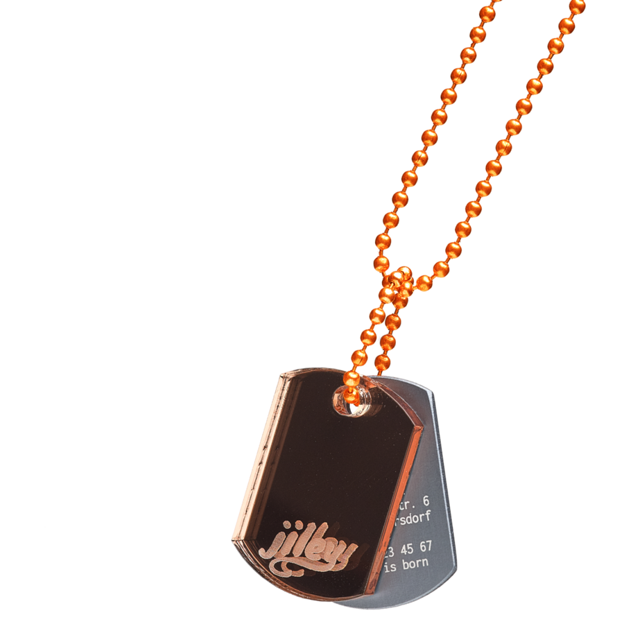 personalisierte Halskette für Kinder-Identifikation im Notfall-spiegelrosegold-grau-kupfer