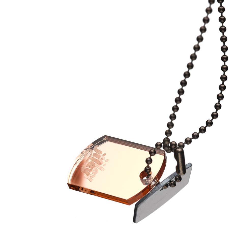 personalisierte Halskette für Kinder-Identifikation im Notfall-spiegelrosegold-grau