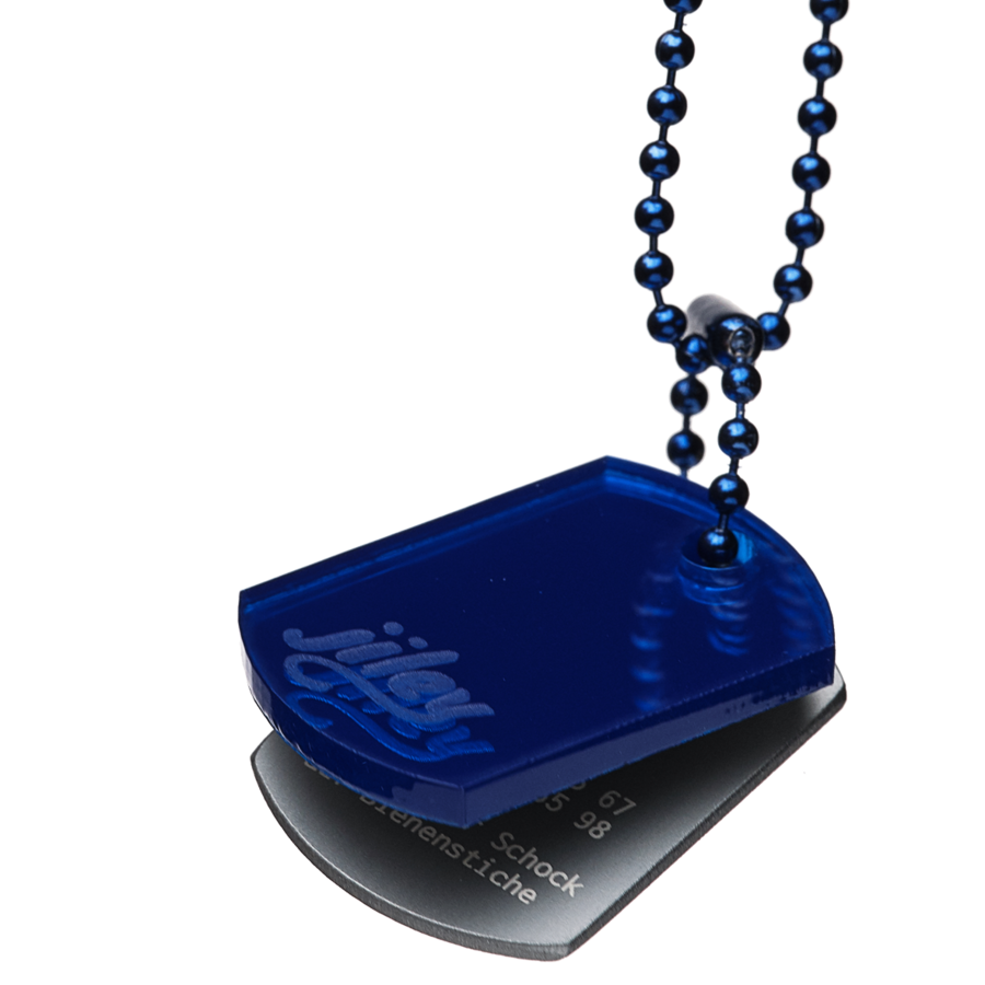 personalisierte Halskette für Kinder-Identifikation im Notfall-spiegelblau-grau-blau2