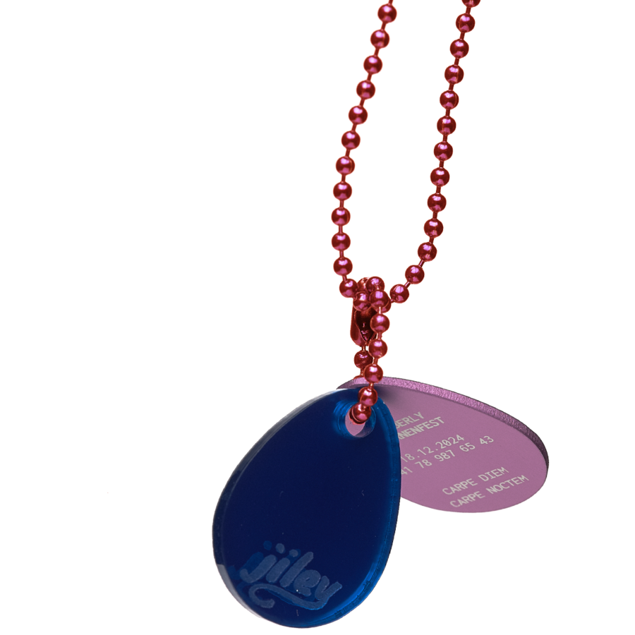 personalisierte Halskette für Kinder-Identifikation im Notfall-spiegelblau-violett-violett