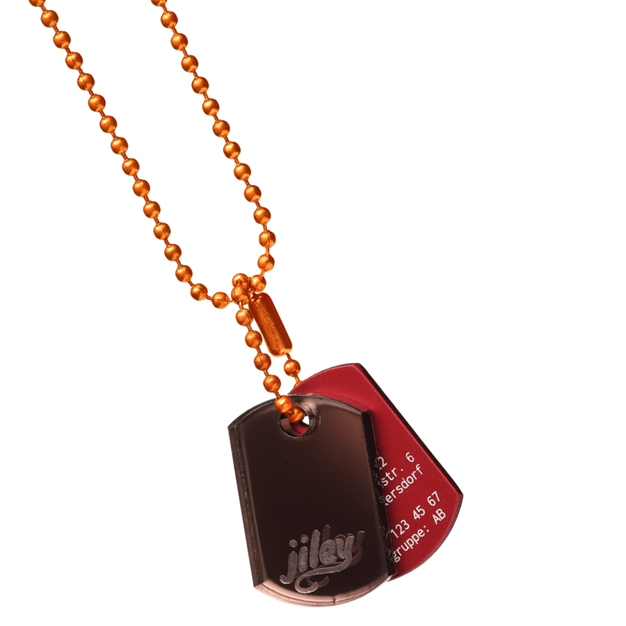personalisierte Halskette für Kinder-Identifikation im Notfall-spiegelkupfer-rot-kupfer