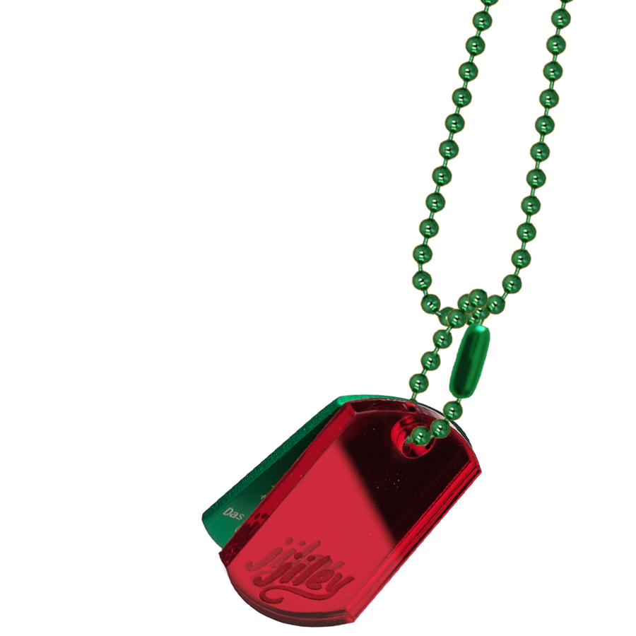 personalisierte Halskette für Kinder-Identifikation im Notfall-spiegelrot-gruen-regenbogen