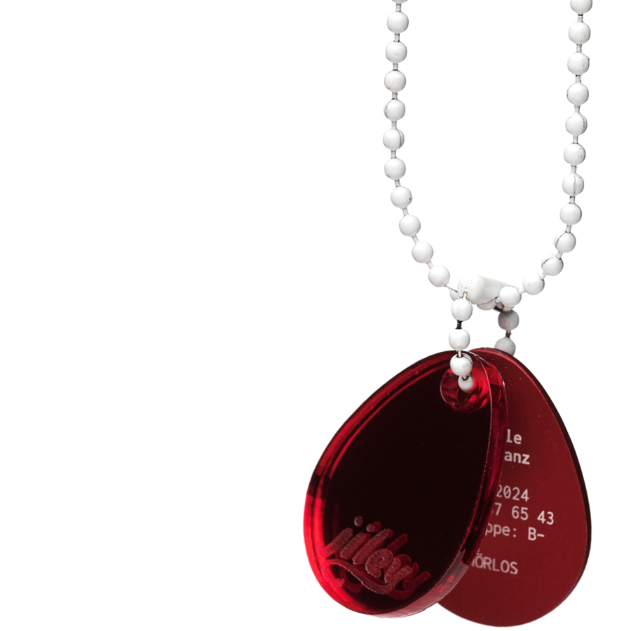 personalisierte Halskette für Kinder-Identifikation im Notfall-spiegelrot-rot-weiss